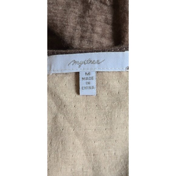 Mystree Size Medium Women's Blouse Sleeveless Ruffle Accent Lined Tan - Picture 4 of 7